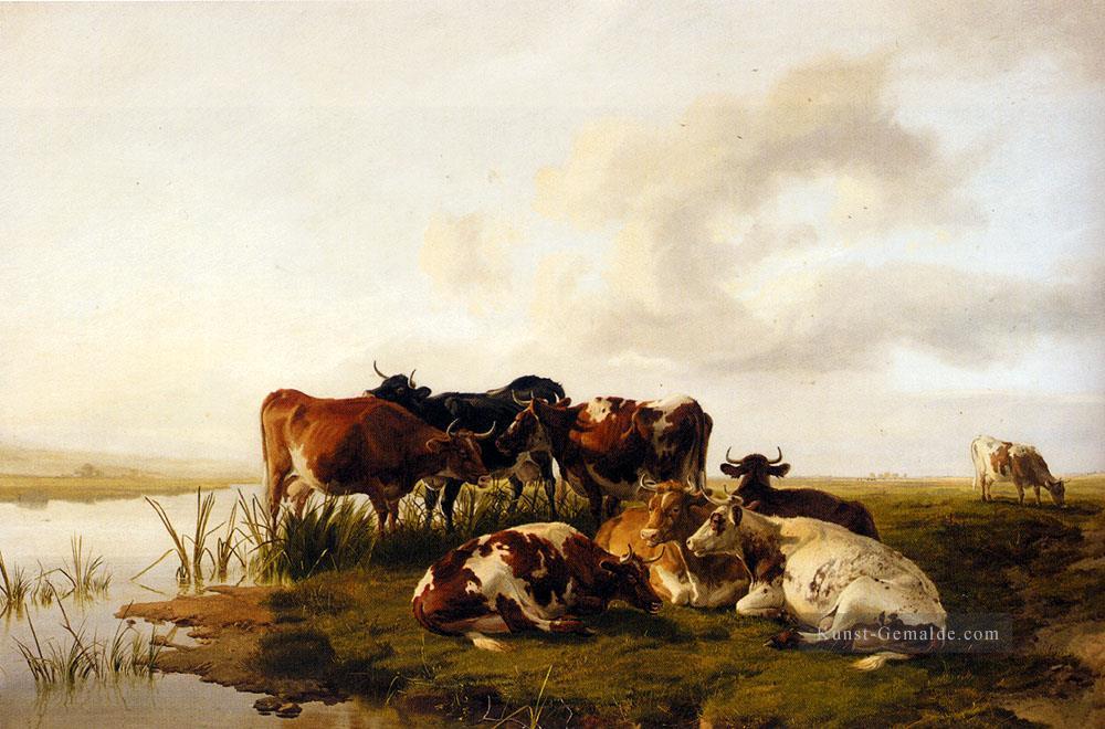Die Lowland Herd Bauernhof Tiere Rinder Thomas Sidney Cooper Ölgemälde